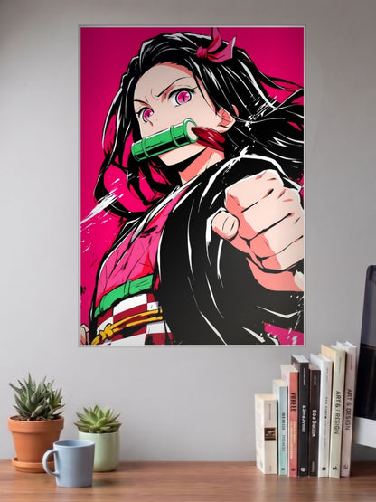 Nezuko Kamado Angry Fist Anime Poster