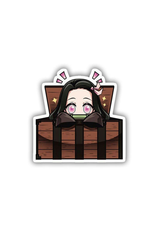 Nezuko kamado Peep from Box Sticker