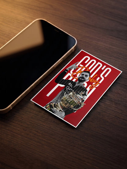 Virat Kohli Gods Plan IPL Poster as a pocket poster, sized to fit behind a phone case