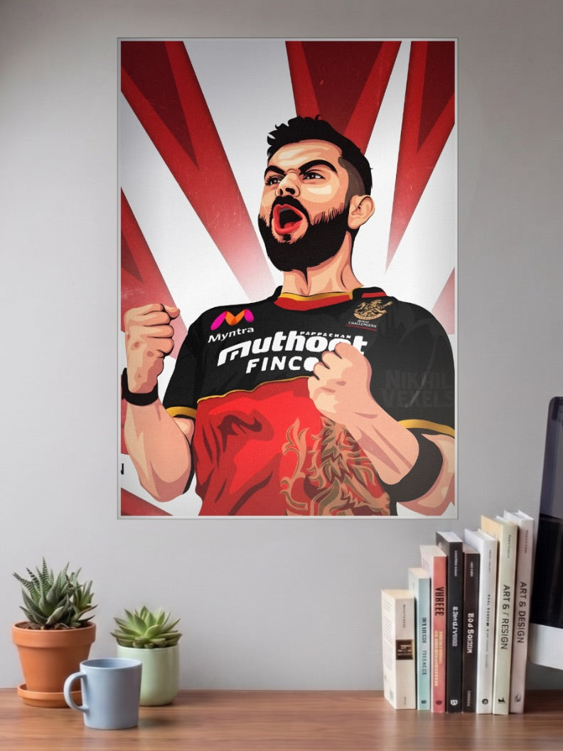 Virat Kohli RCB Roar Pose IPL Poster