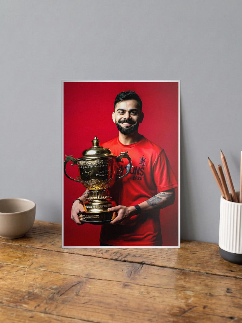 Virat Kohli RCB Trophy 2025 IPL Poster