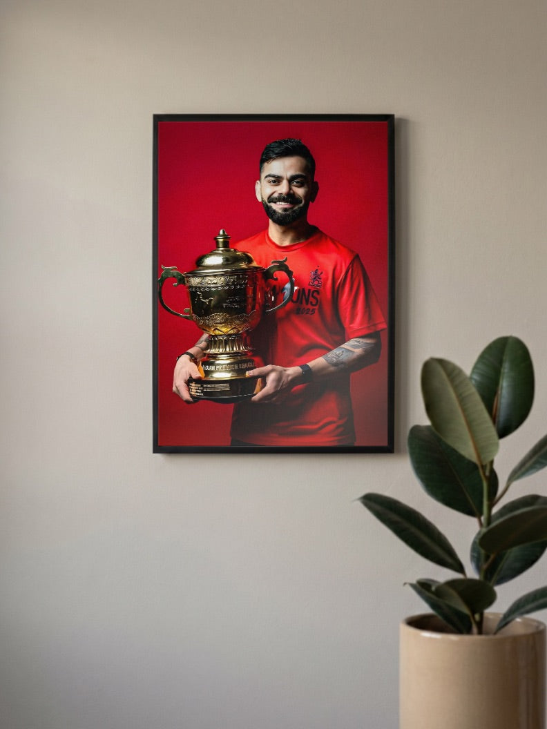 Virat Kohli RCB Trophy 2025 IPL Poster
