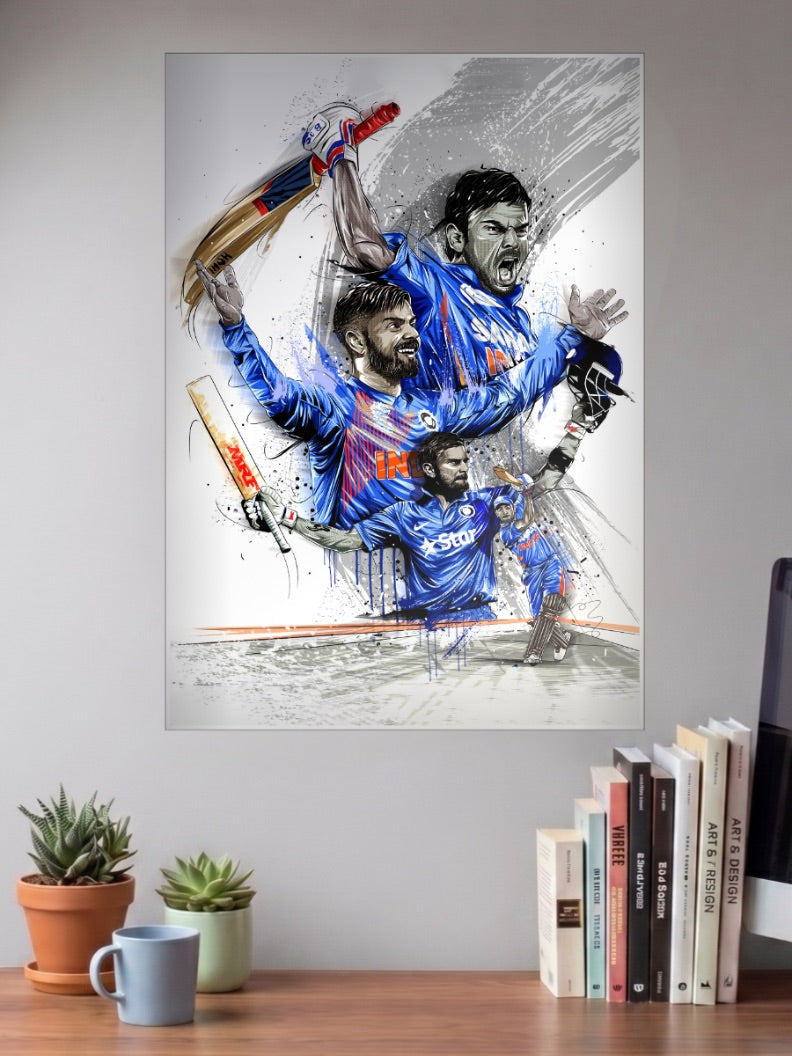 Virat Kohli Batting Collage Cricket Poster