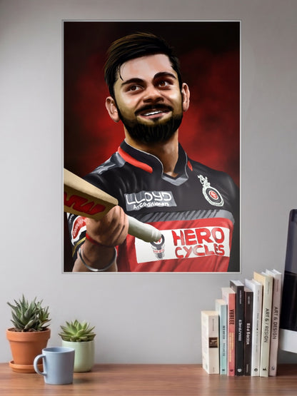 Virat Kohli RCB Bat Portrait IPL Poster