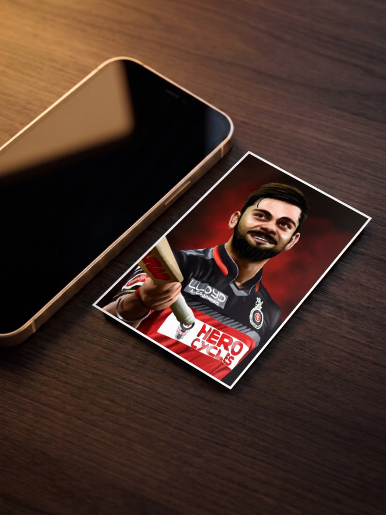 Virat Kohli RCB Bat Portrait IPL Poster