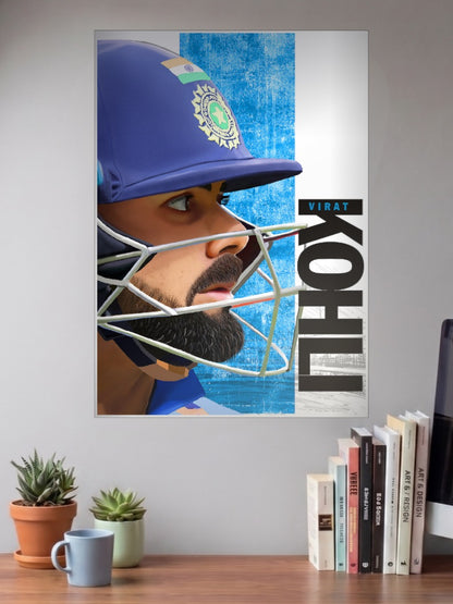Virat Kohli Helmet Side Profile Cricket Poster