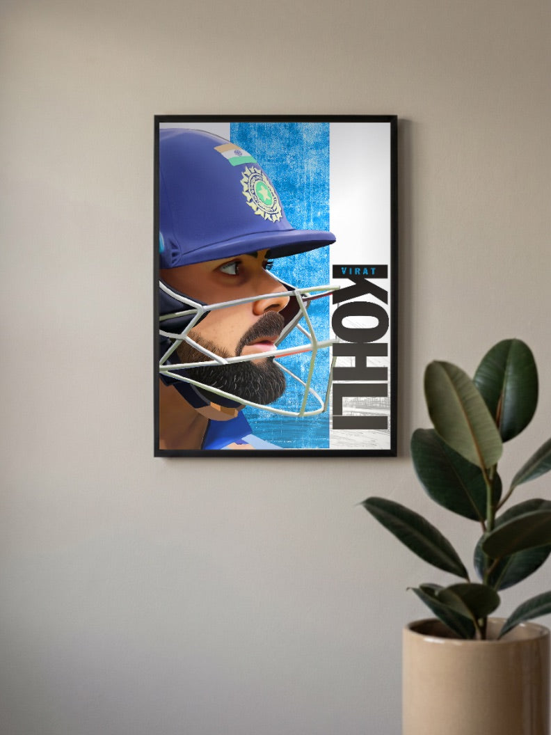 Virat Kohli Helmet Side Profile Cricket Poster