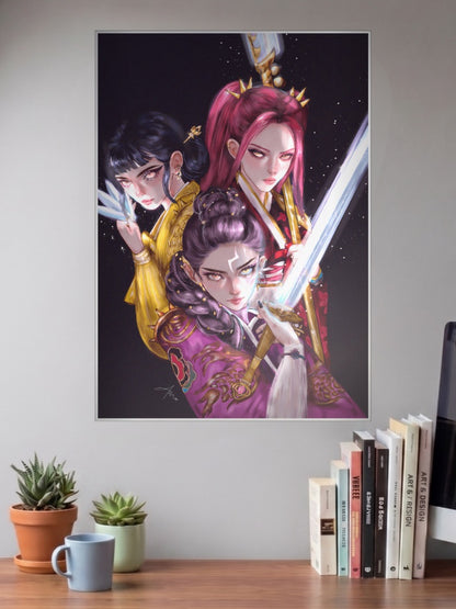 Huntrix Fantasy Warrior Art Netflix Poster