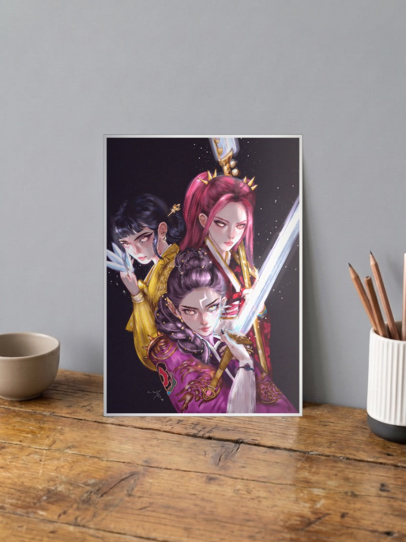 Huntrix Fantasy Warrior Art Netflix Poster