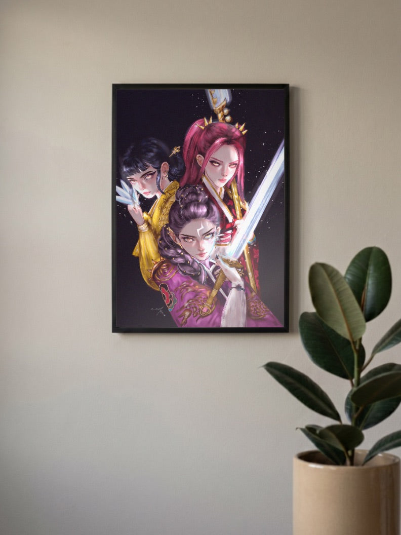 Huntrix Fantasy Warrior Art Netflix Poster
