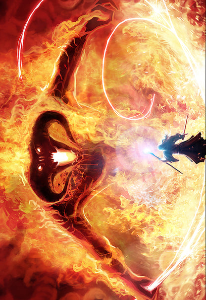 Gandalf and Fire Demon Poster