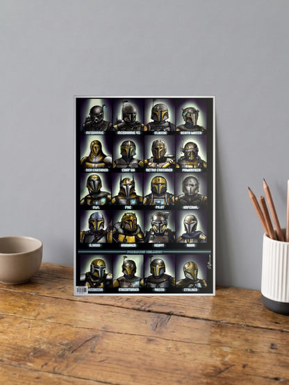 Mandalorian Fan Helmets Chart Star Wars Poster