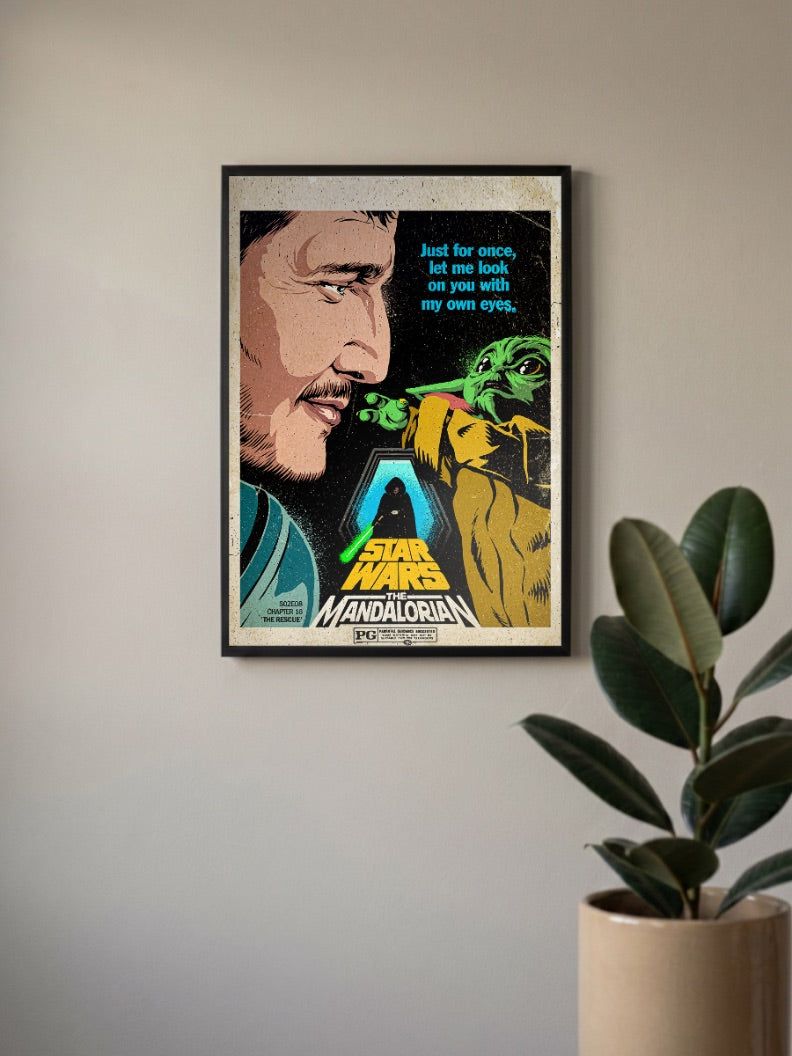 Baby Yoda with Mandalorian Poster