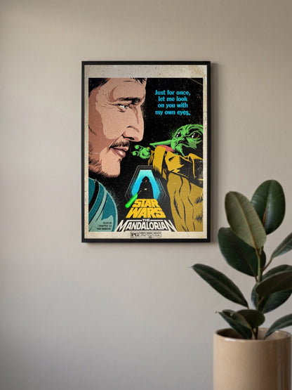 Baby Yoda with Mandalorian Poster