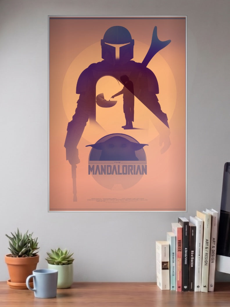 Mandalorian And Grogu Silhouette Star Wars Poster