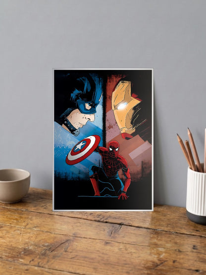 Cap Iron Man And Spider Man Marvel Poster