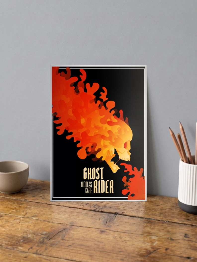 Ghost Rider Flame Skull Art Marvel Poster
