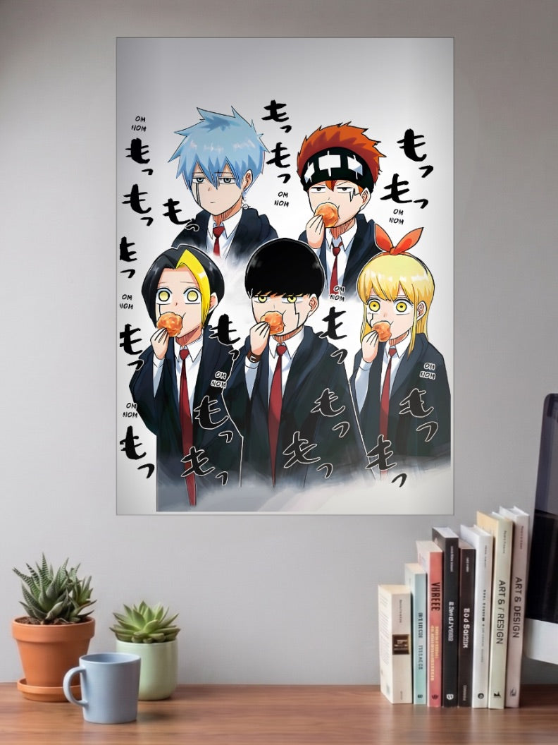 Mashle Cast Eating Snacks Anime Poster