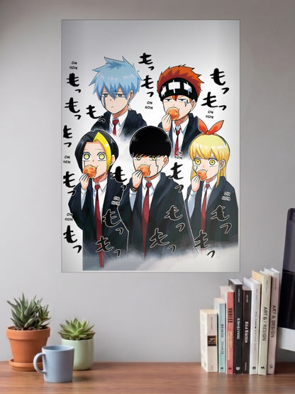 Mashle Cast Eating Snacks Anime Poster