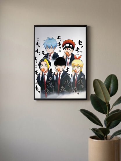 Mashle Cast Eating Snacks Anime Poster
