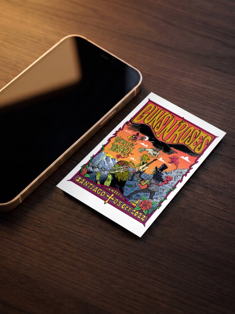 Guns N Roses Were Back Poster Bands Poster as a pocket poster, sized to fit behind a phone case
