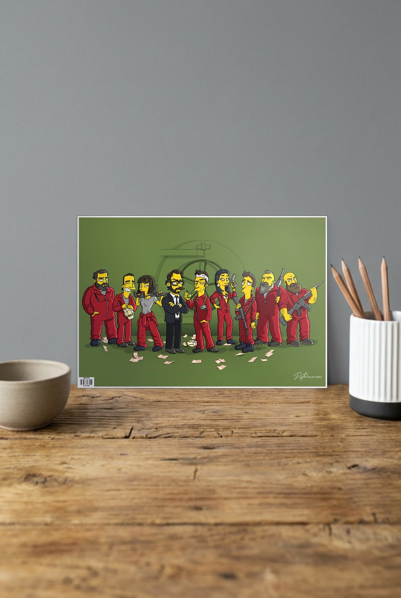 Simpsons Money Heist Meme Poster