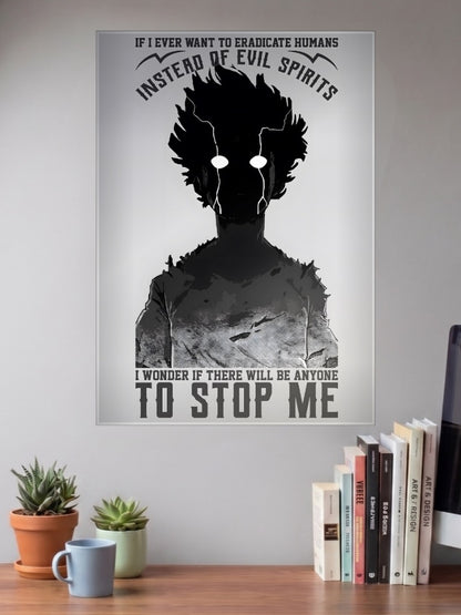Mob Psycho Dark Silhouette Quote Anime Poster
