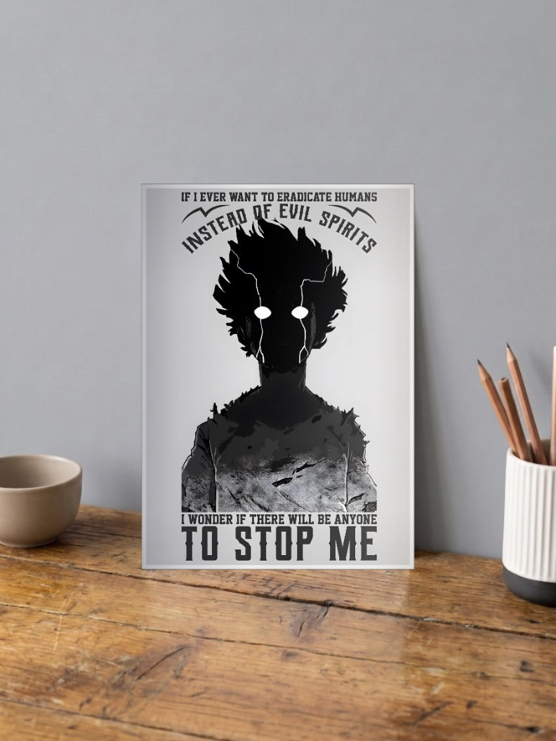 Mob Psycho Dark Silhouette Quote Anime Poster