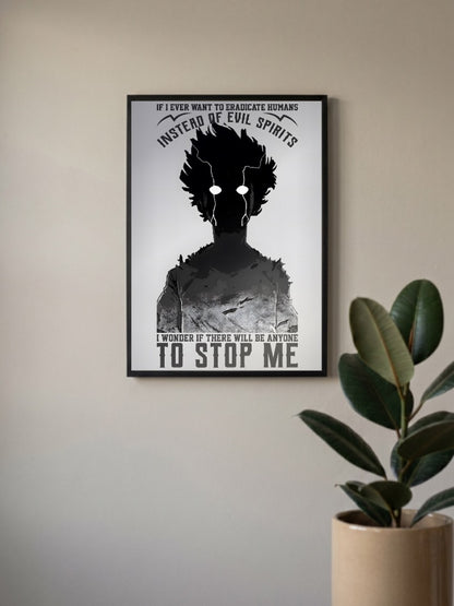 Mob Psycho Dark Silhouette Quote Anime Poster