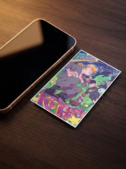 Mob And Reigen Flying Scene Anime Poster
