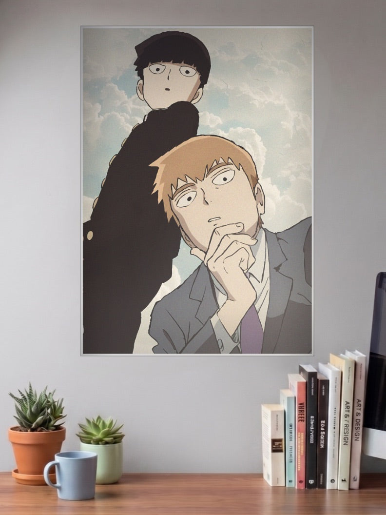 Mob And Reigen Close Up Anime Poster
