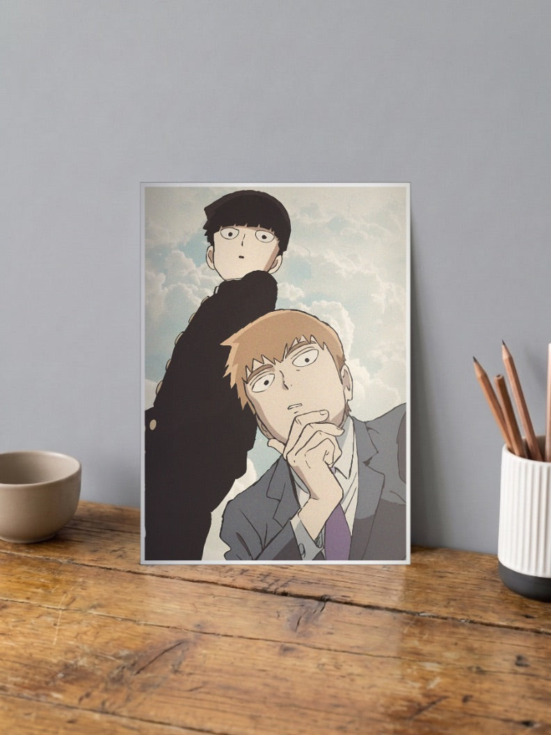 Mob And Reigen Close Up Anime Poster