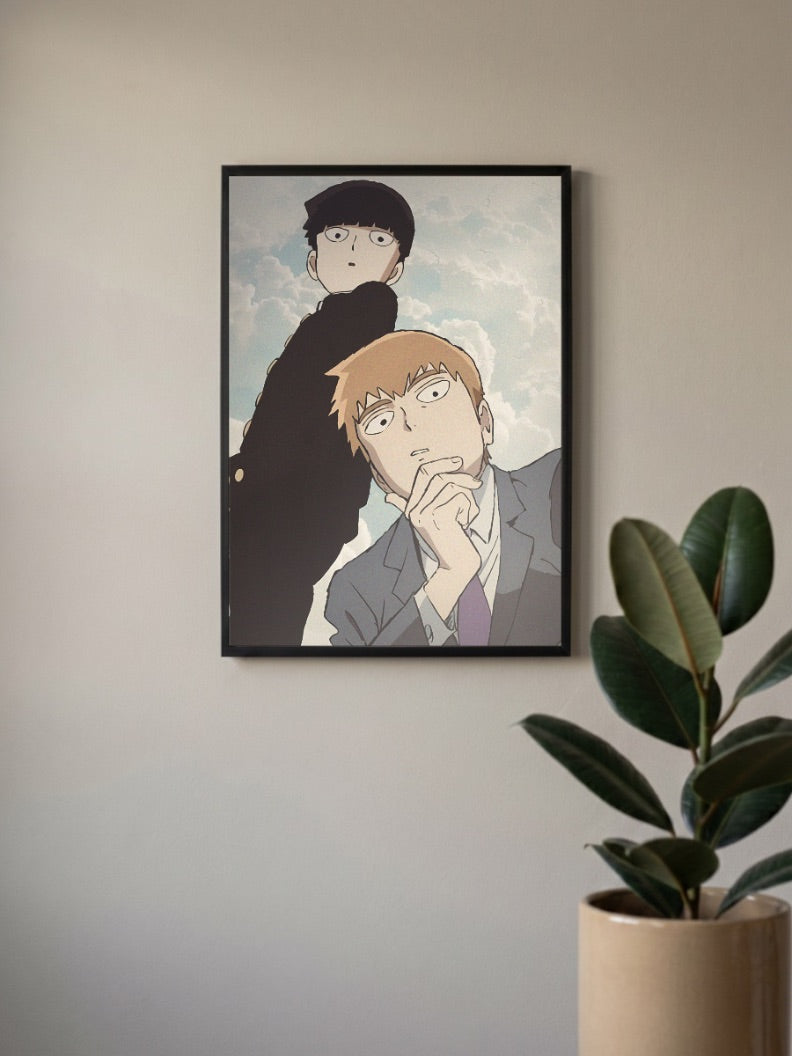 Mob And Reigen Close Up Anime Poster