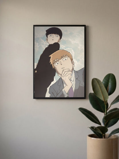 Mob And Reigen Close Up Anime Poster
