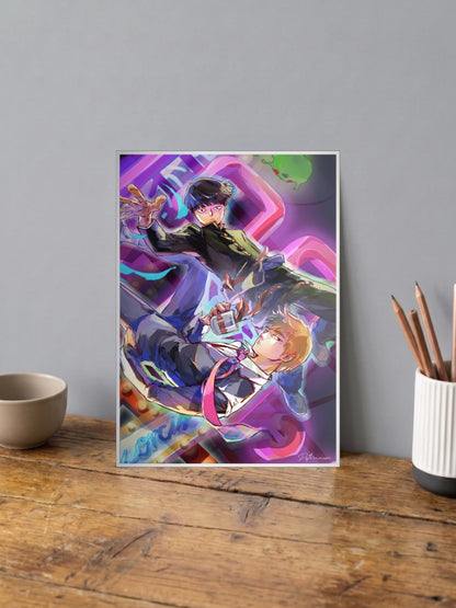 Mob And Reigen Stylized Art Anime Poster