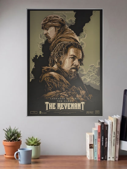 The Revenant Poster Hollywood Movie Poster shown in A3 size on a wall above a study desk