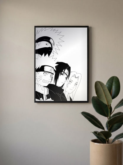Team 7 Line Art Portrait Anime Poster