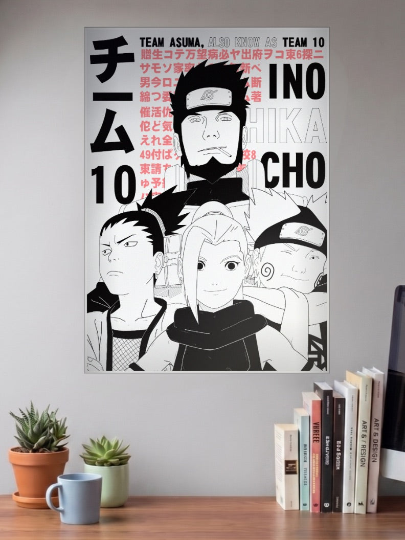 Team 10 Ino Shika Cho Art Anime Poster