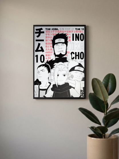 Team 10 Ino Shika Cho Art Anime Poster