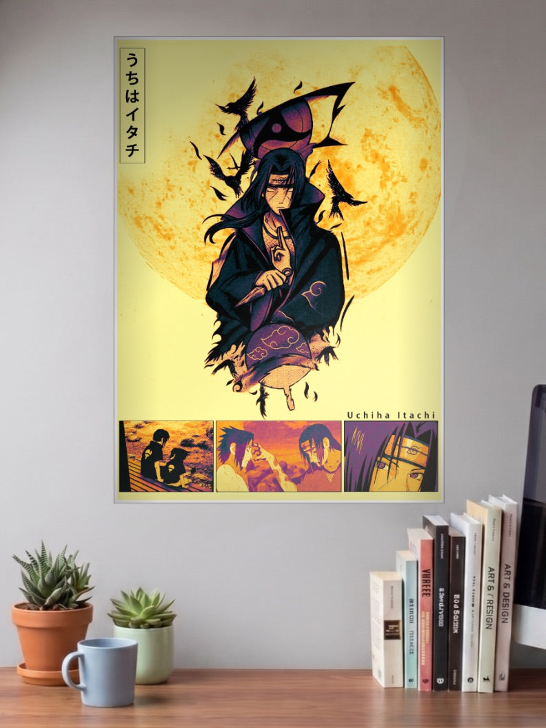 Itachi Uchiha Golden Moon Art Anime Poster