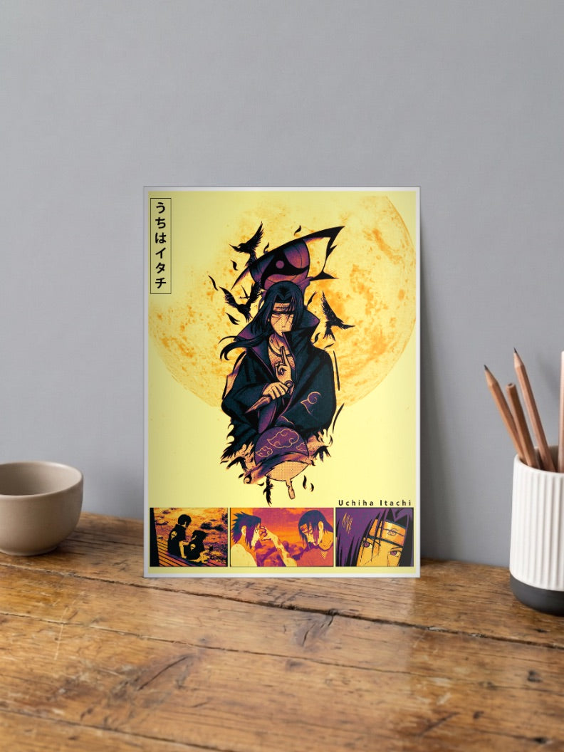 Itachi Uchiha Golden Moon Art Anime Poster