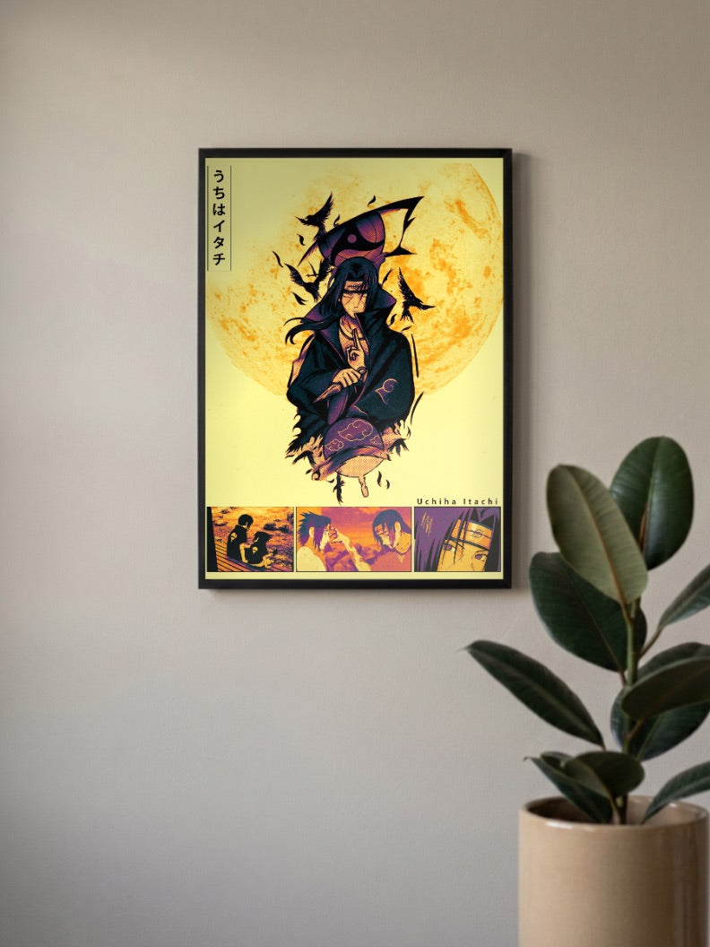 Itachi Uchiha Golden Moon Art Anime Poster