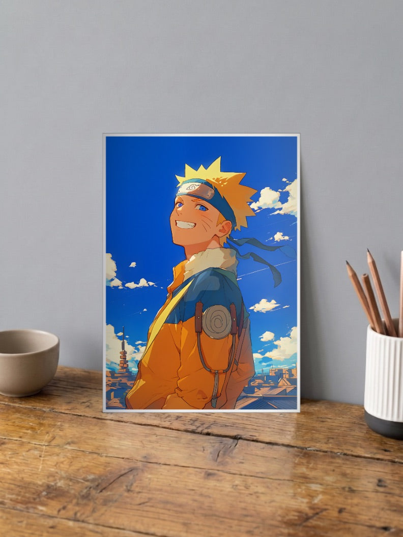 Naruto Uzumaki Skyline Smile Anime Poster