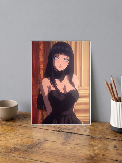 Hinata Hyuga Elegant Dress Anime Poster
