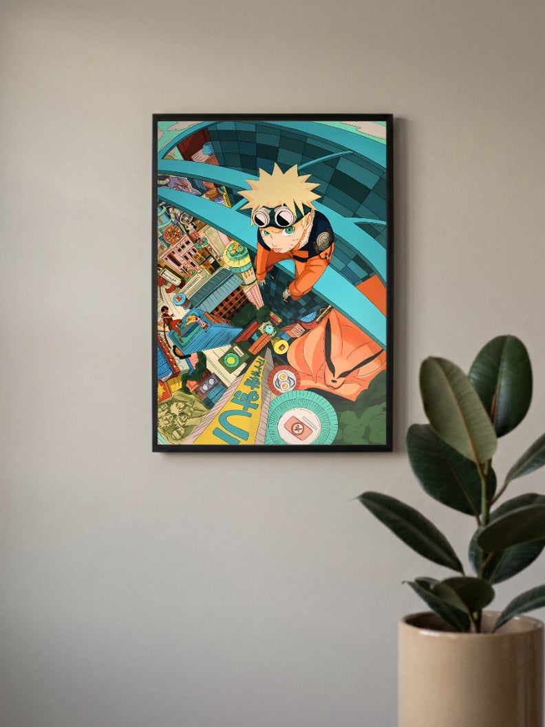 Naruto Uzumaki Village Dive Anime Poster