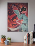 Rock Lee Fiery Guy Silhouette Anime Poster