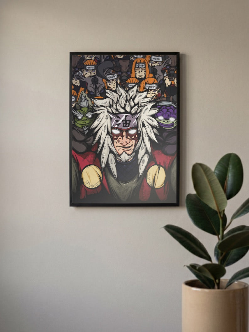 Jiraiya Amegakure Group Art Anime Poster