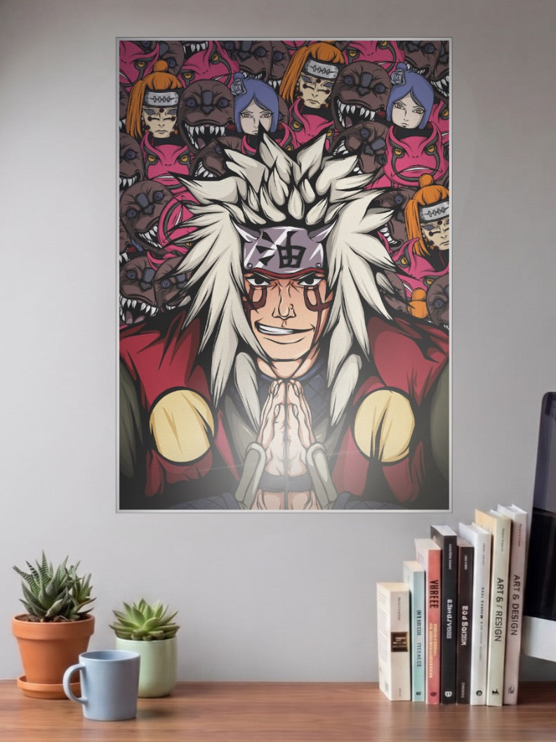 Jiraiya Praying Amegakure Scene Anime Poster