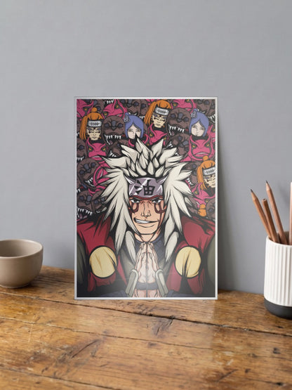 Jiraiya Praying Amegakure Scene Anime Poster