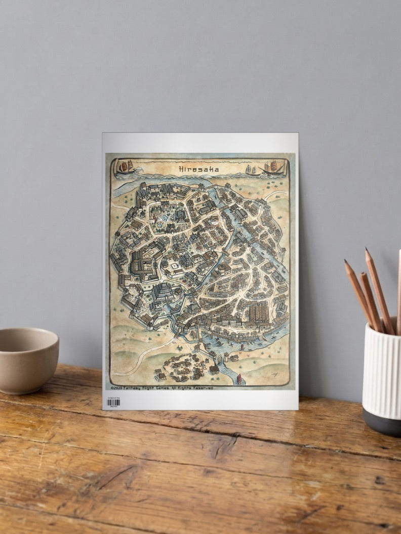 Hiresaka Fantasy City Map Fantasy Poster